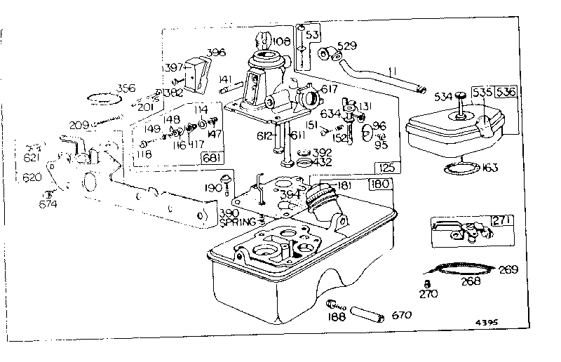 Carburetor and fuel tank assembly