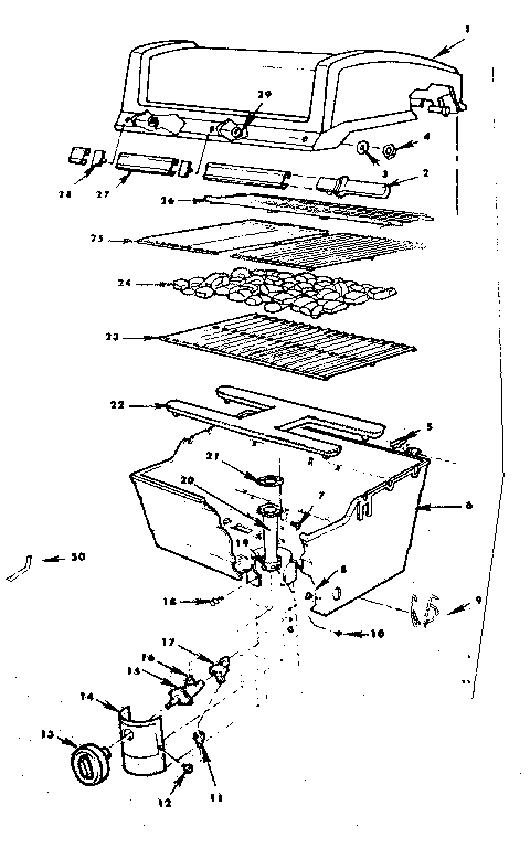 Grill and burner section