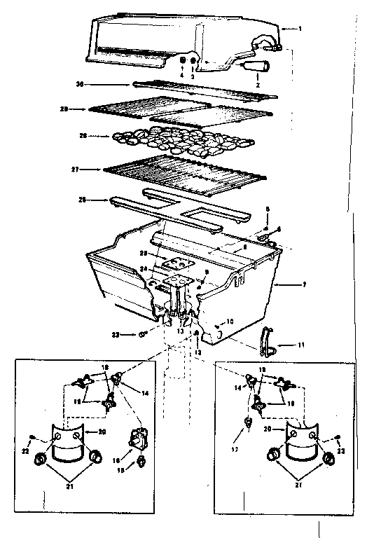 Grill and burner section