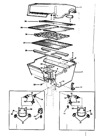 Grill and burner section