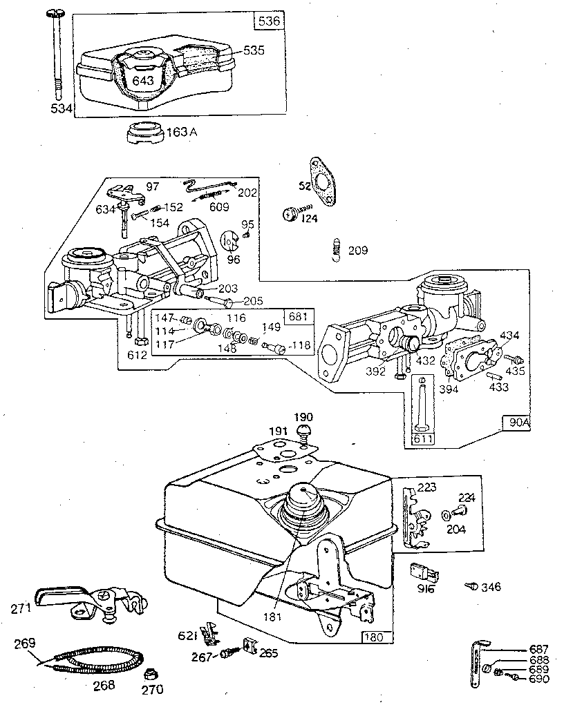 Carburetor and fuel tank assembly