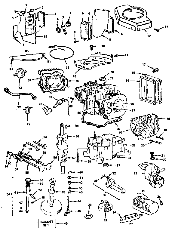 Cylinder, crankshaft and engine base group
