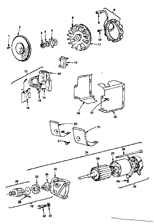 Alternator and starter motor group