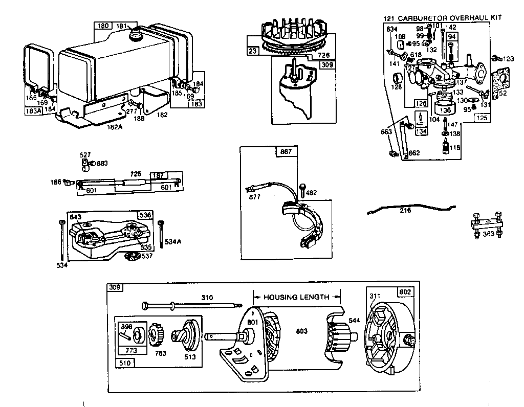 CARBURETOR, MOTOR, AND DRIVE ASSEMBLY