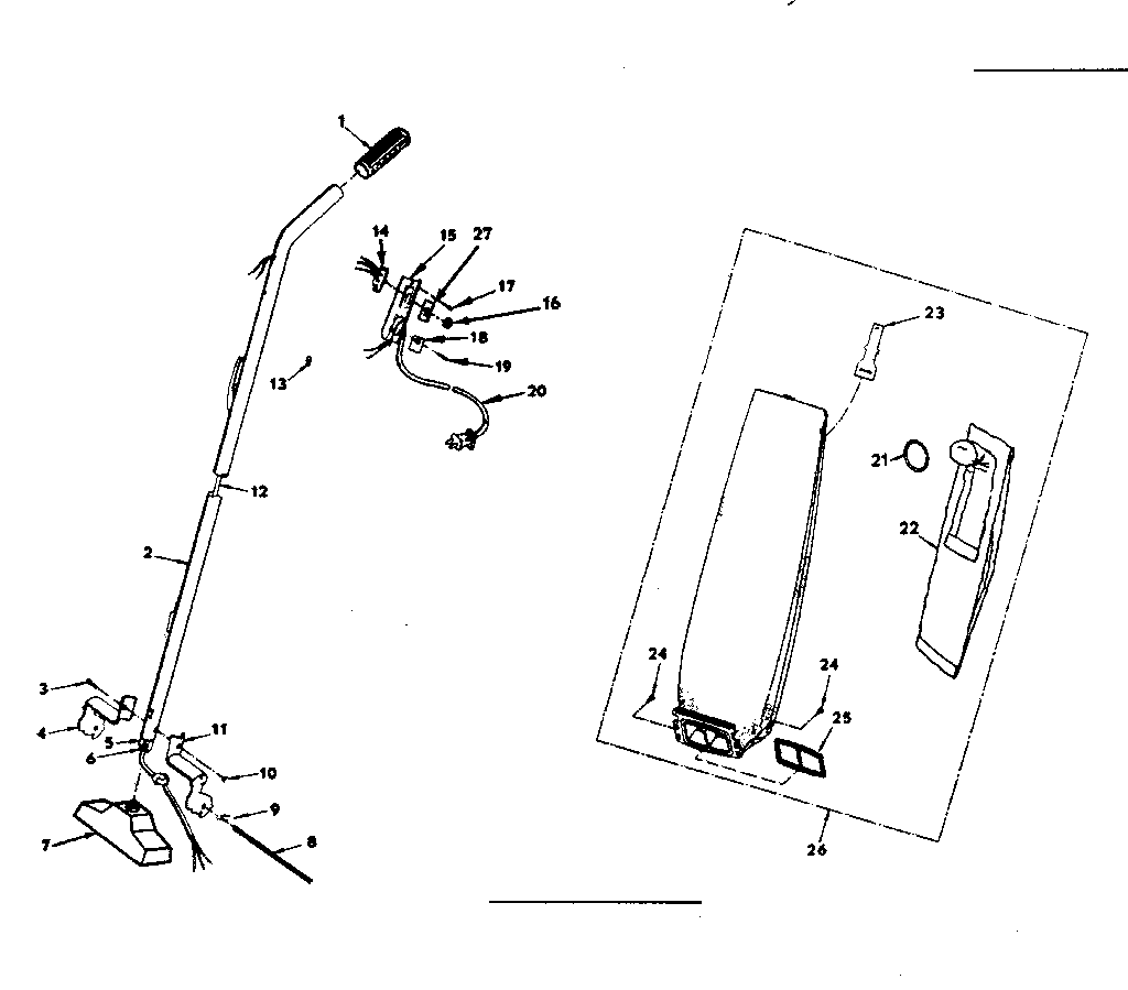 Handle and bag housing