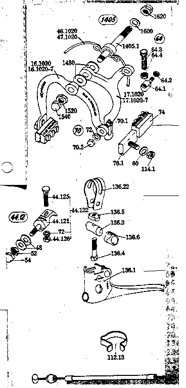 WEINMANN CALIPER BRAKE (USED ON FRONT WHEELS ONLY)