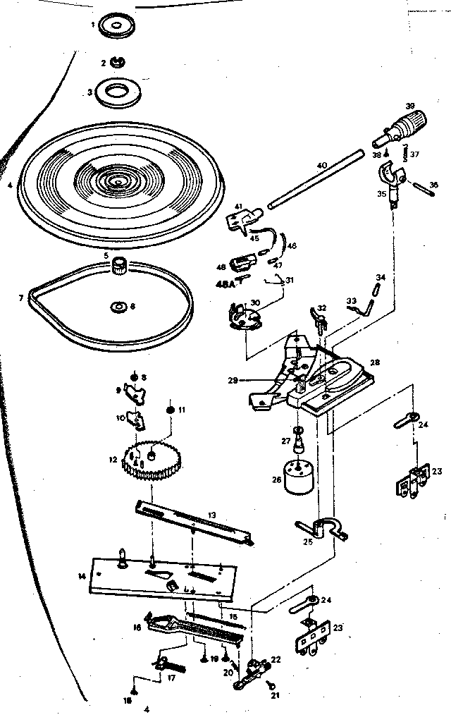 Record player mechanism view