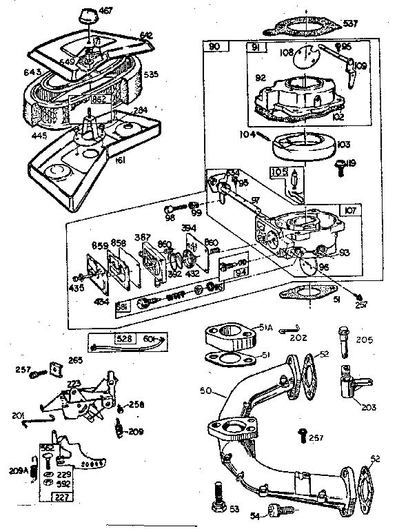 Manifold and carburetor assembly