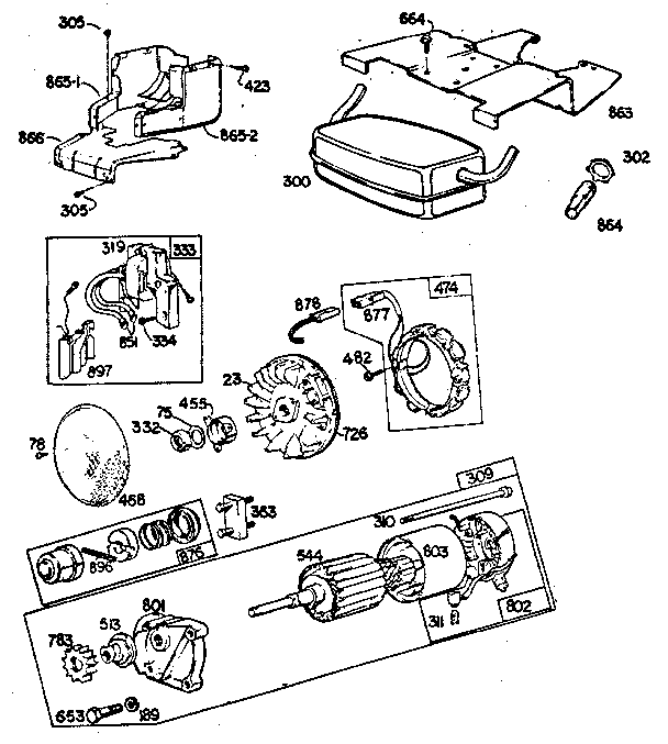 Flywheel & ring gear assembly, starting motor