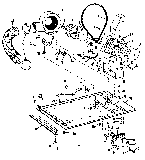 Dryer motor, blower, belt