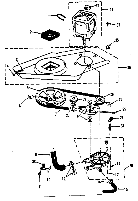 Washer drive system, pump