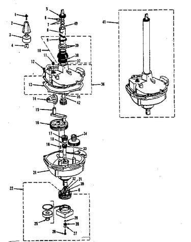 Transmission, water seal, lower bearing asmy.