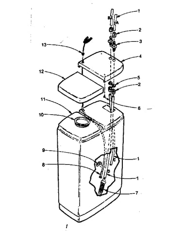 Solution tank and cover, connecting fittings and tubing