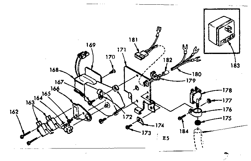 Motor, bracket, and pressure switch