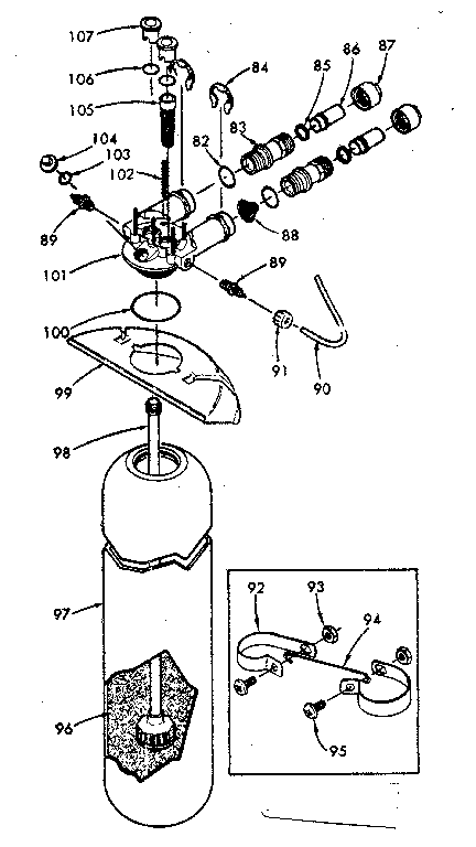 Resin tank, valve adaptor and connecting parts