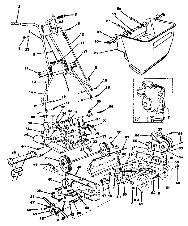 Front throw reel mower