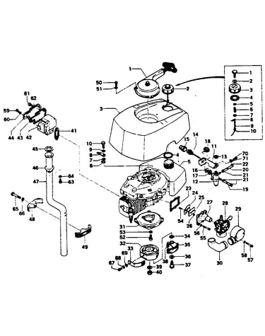 Tank, clutch & muffler