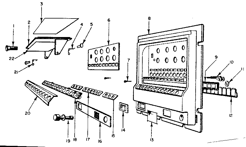Cabinet panel exploded view and parts list