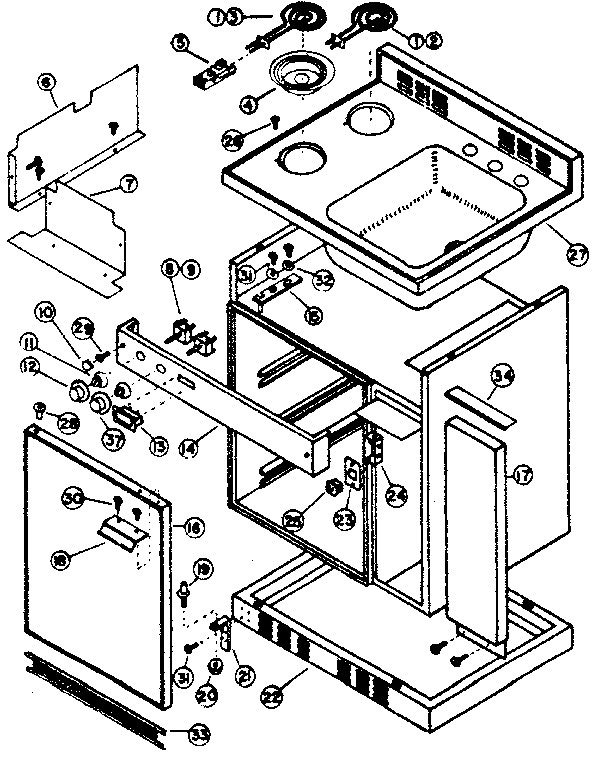 Cabinet and electrical system parts