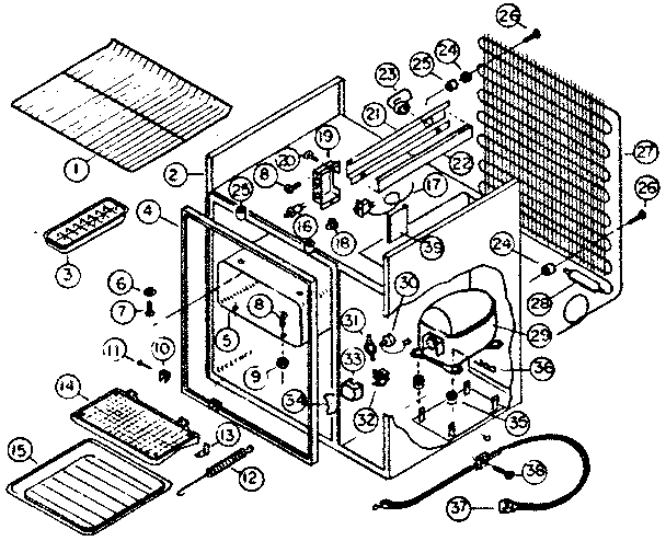 REFRIGERATION SYSTEM AND CABINET PARTS