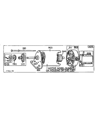 Motor, starter