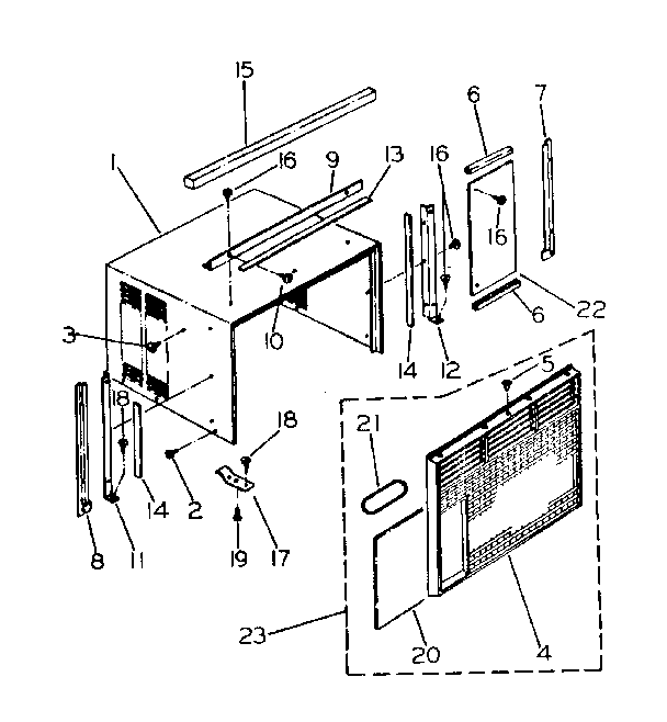 Cabinet and front panel parts