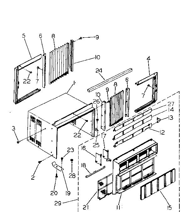 Cabinet and front panel