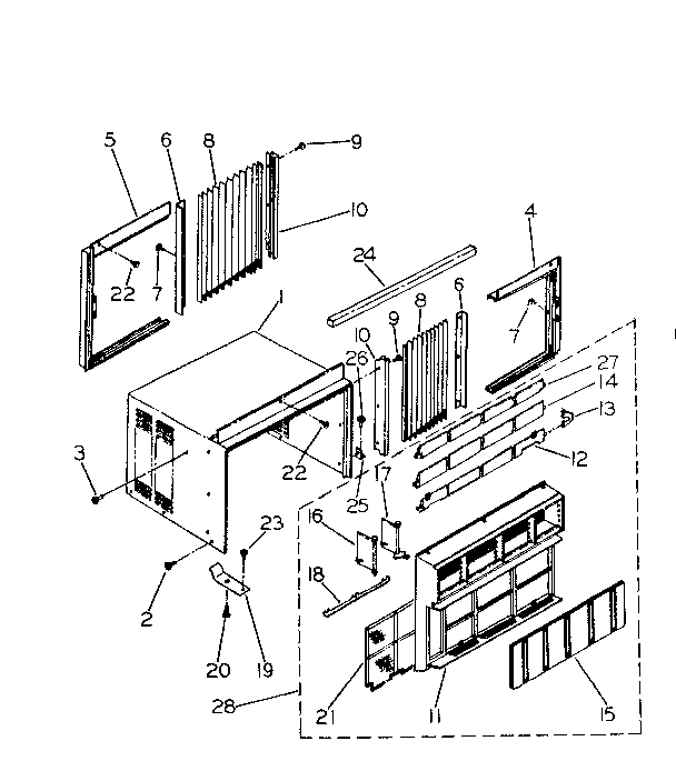 Cabinet and front panel parts