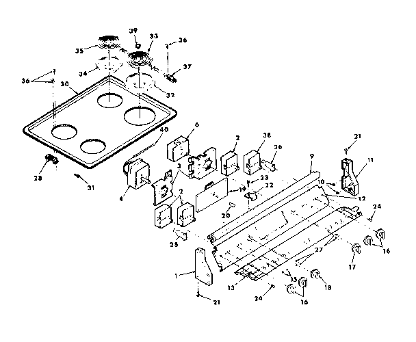 Control panel and cooktop assemblies