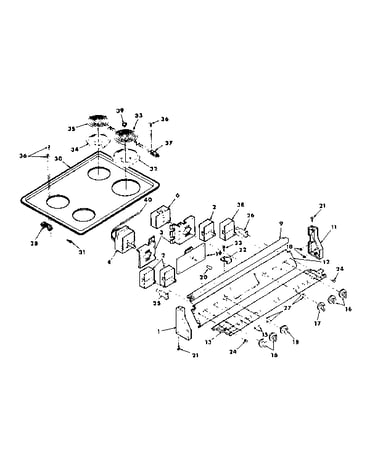 Control panel and cooktop assemblies