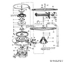 Kenmore 587736210 motor, heater, and spray arm diagram