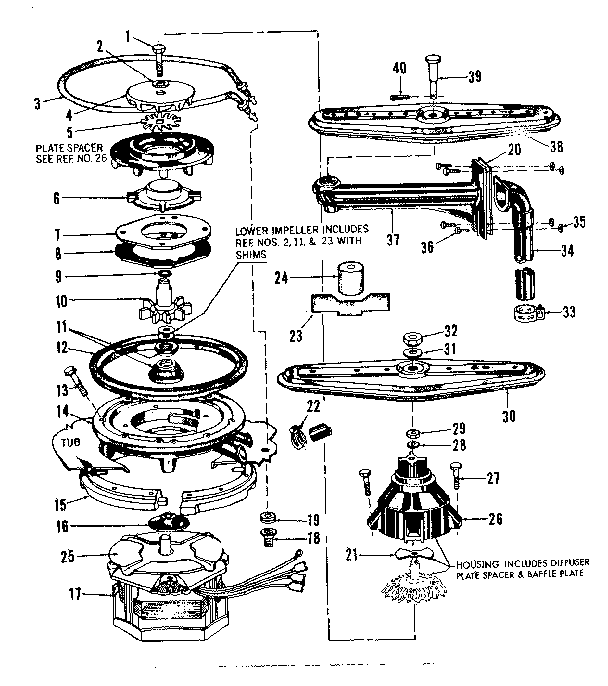 Motor, heater, and spray arm