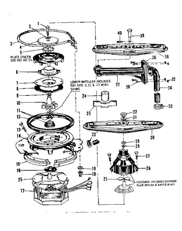 Motor, heater, and spray arm
