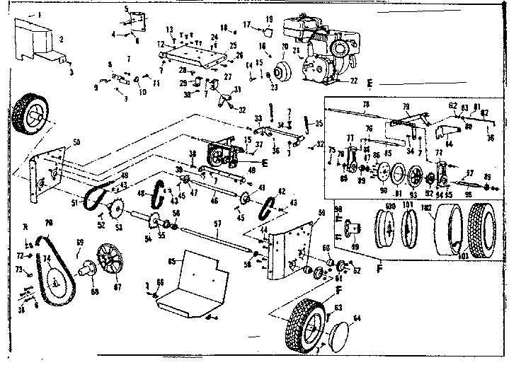 Engine and wheel assembly