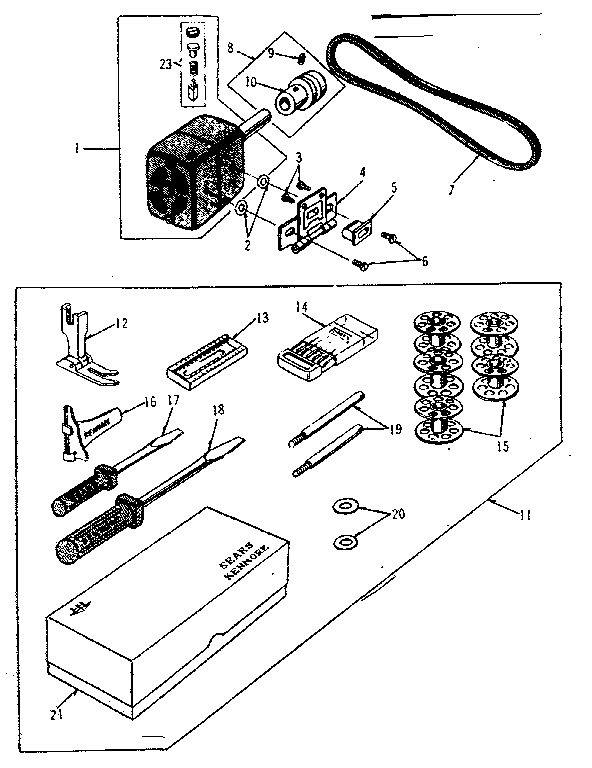 Motor and attachment parts