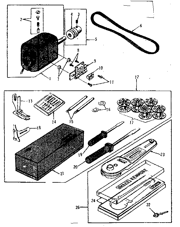 MOTOR AND ATTACHMENT PARTS