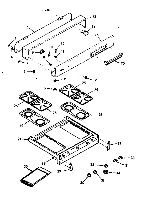 Backguard and main top section