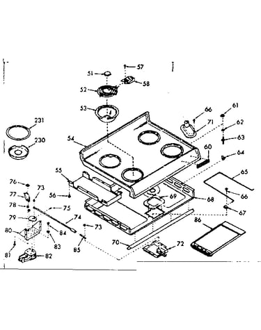 Main top section, pan and ring kit