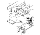 Kenmore 6286227120 backguard and cooktop assembly diagram