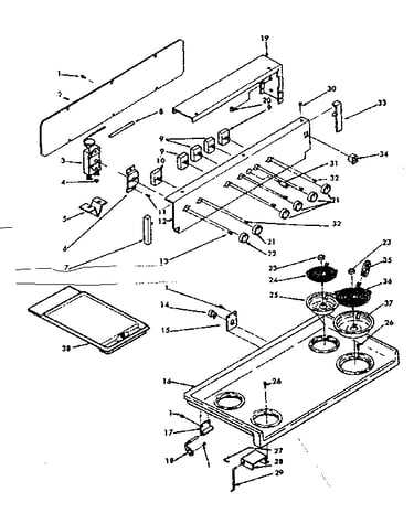 Backguard and cooktop assembly