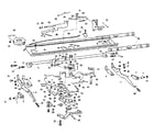 Sears 26853400 carriage rail, pinion base, spring drum & warning bell diagram