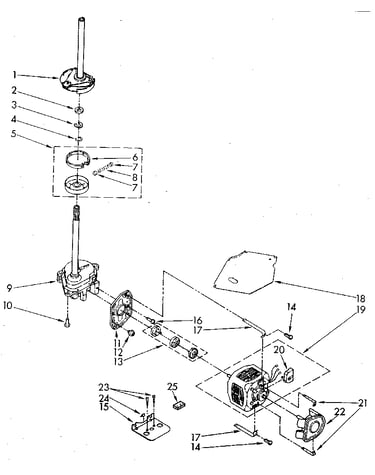 Brake, clutch, gearcase, motor and pump