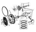 Onan BF-MS2666C crankshaft, flywheel, camshaft and piston group diagram