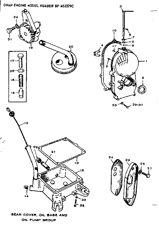 Gear cover, oil base and oil pump group