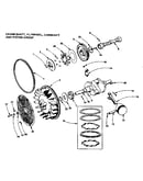 Crankshaft, flywheel, camshaft and piston group