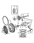 Crankshaft, flywheel, camshaft and piston group