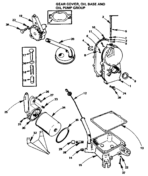 Gear cover, oil base and oil pump group