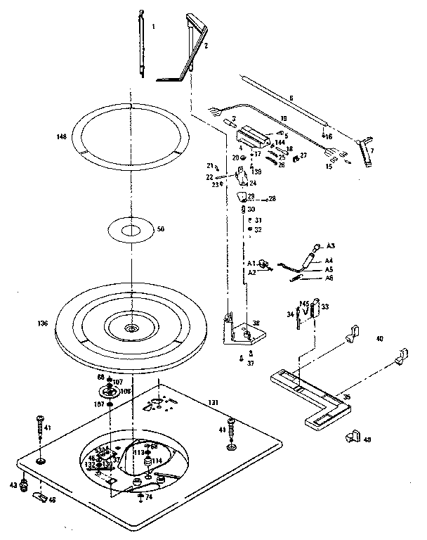 Parts above baseplate