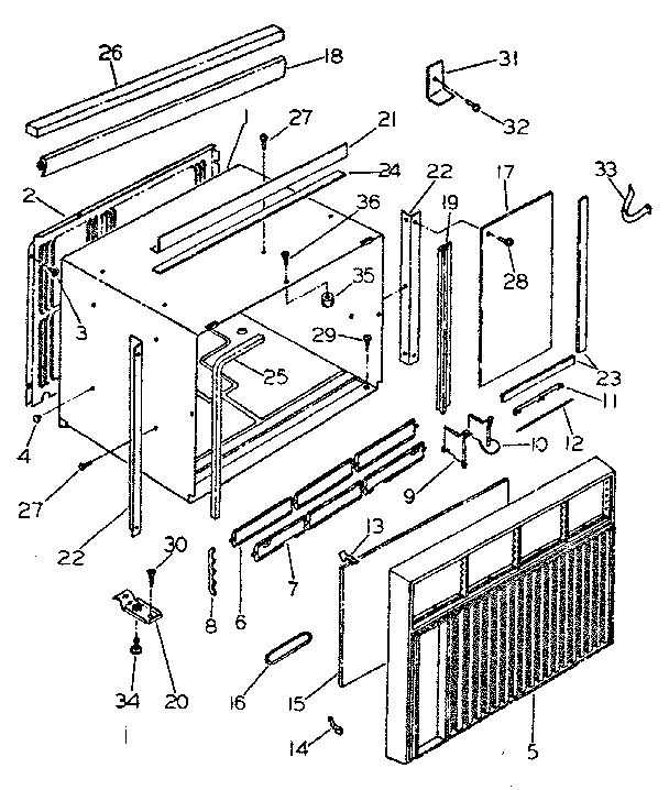 Cabinet and front parts