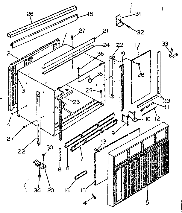 Cabinet and front parts
